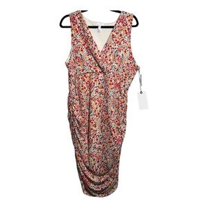 NWT LEITH Ruched Multicolor Floral Surplice Dress - size‎ 1X